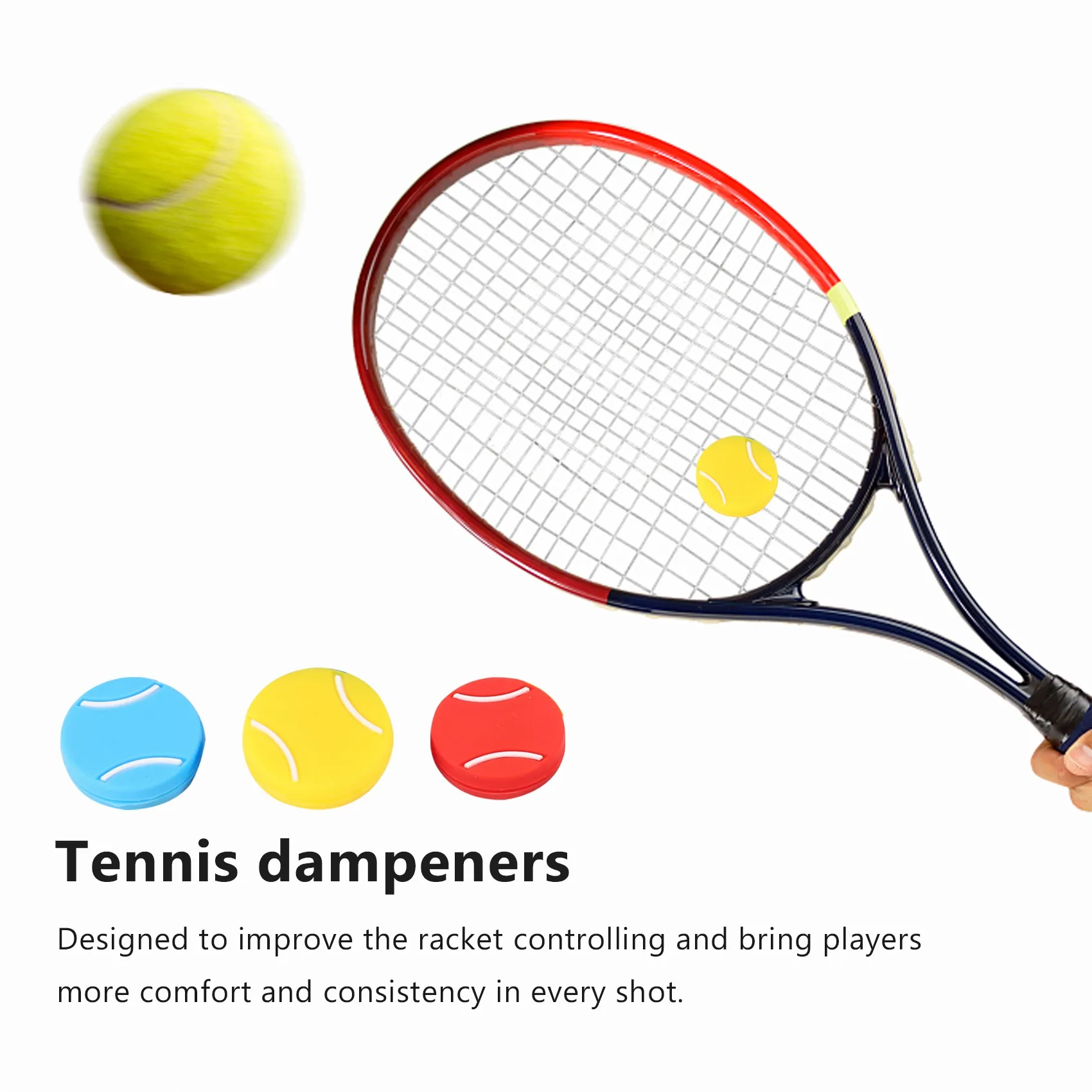 Amortiguadores de vibración para raqueta de tenis, amortiguadores para cuerdas, forma de tenis, 10 piezas