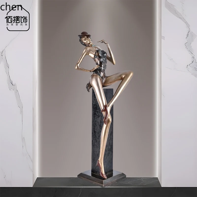HT  porch long tall humanoid sculpture ornament aisle niche art decoration