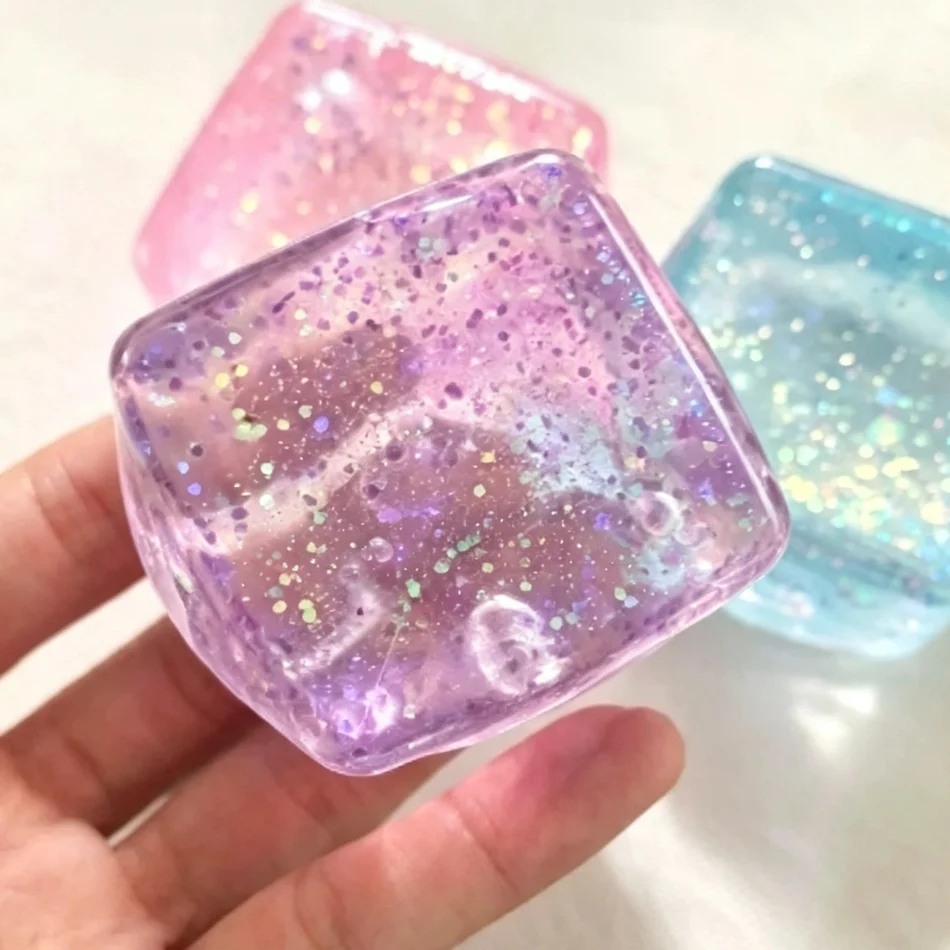 5CM Ice‑Cube Shaped Fidget Toy Square Maltose Stress Relief Ball Squishy Squeeze Anxiety Sensory Fidget Toys for Adults