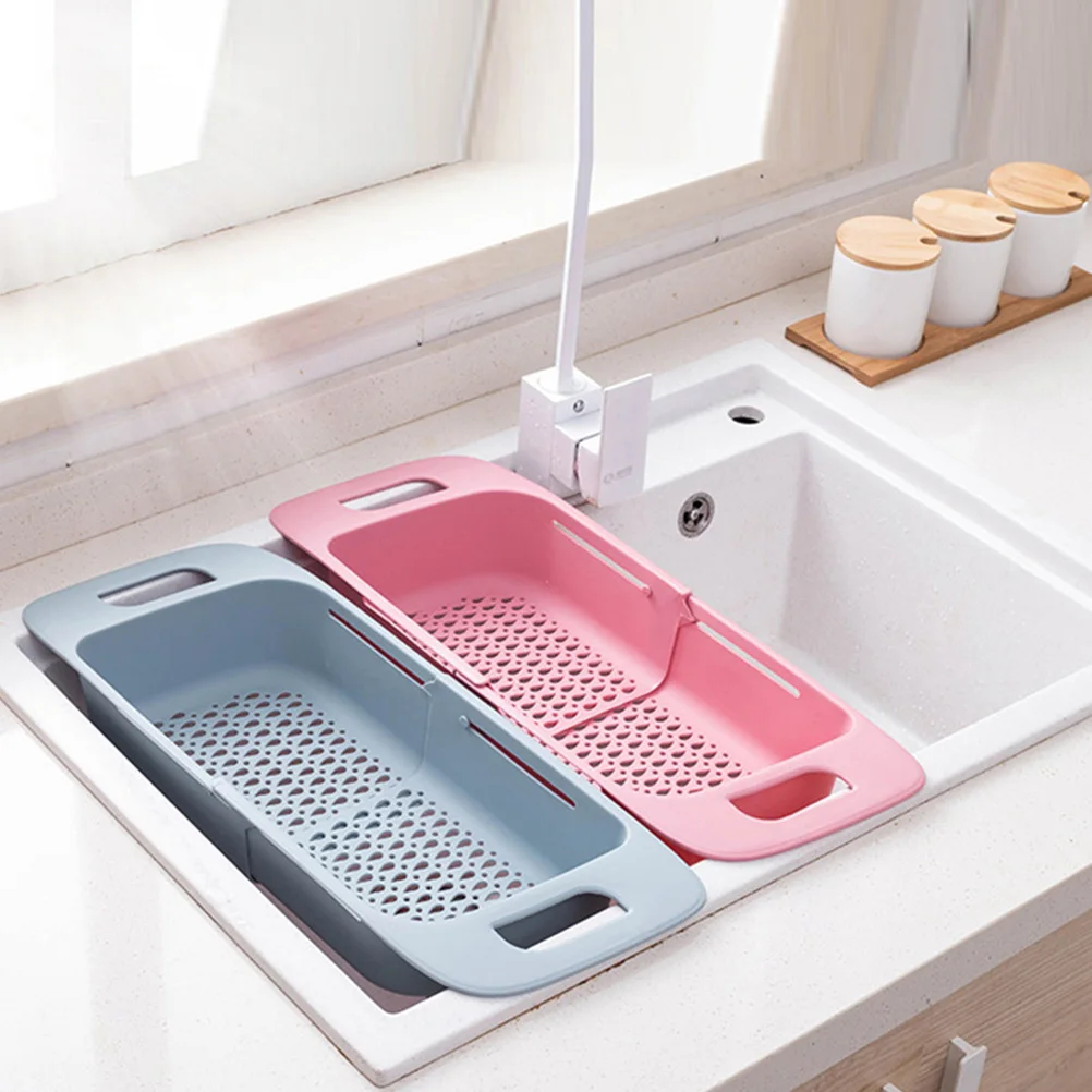 

Strainer Retractable Drainer Basket Foldable Dish Drying Rack Multi-functional Pp