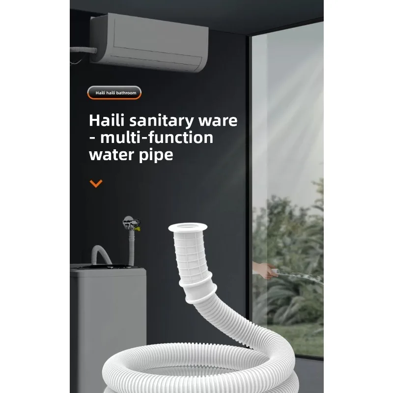 Universal Air Conditioning Drainage Hose Dehumidifier Drain Hose Lengthen 10-20 Mm Cuttable Corrugated Drainpipe-White