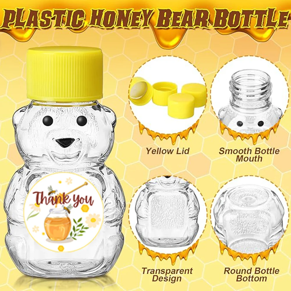 20pcs, 2 oz Honey Bear Bottle With Gift Bags Thank You Cards, Bear Juice Bottle Wedding Guest For Gifts BabyShower Party Favors