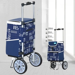 Six Stair Climbing Wheels elderly Shopping Cart,Portable Folding Shopping Trolley Storage, Waterproof Oxford Spinning Hand Carts