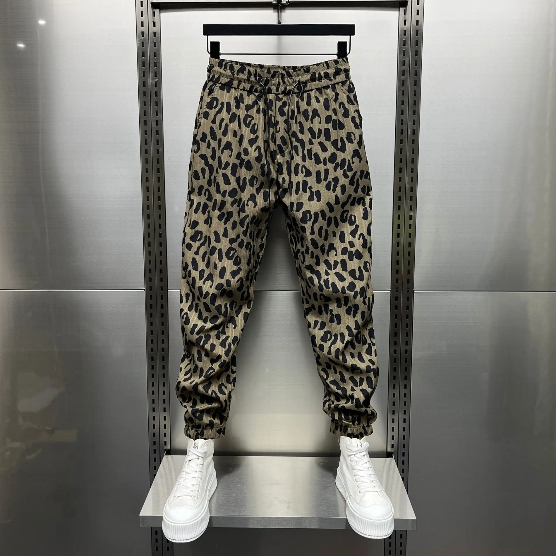 Leopard Print Loose Summer Men's Casual Pants Designer Big Size Streetwear Sale Aesthetic Classic Vintage Cheap Male Trousers