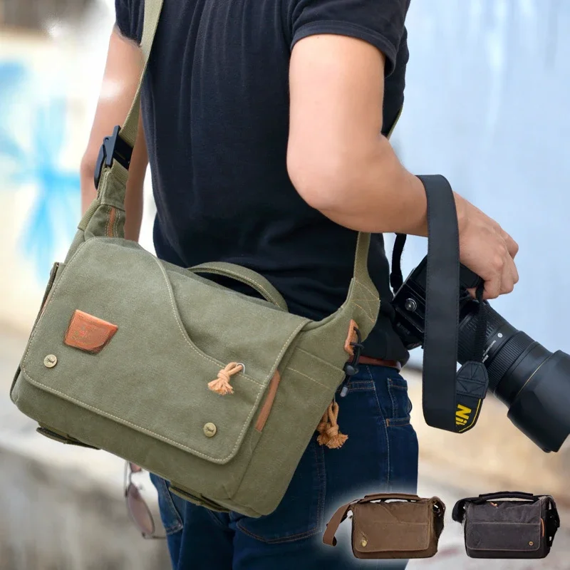 

SLR camera bag shoulder casual canvas bag micro single oblique span camera bag