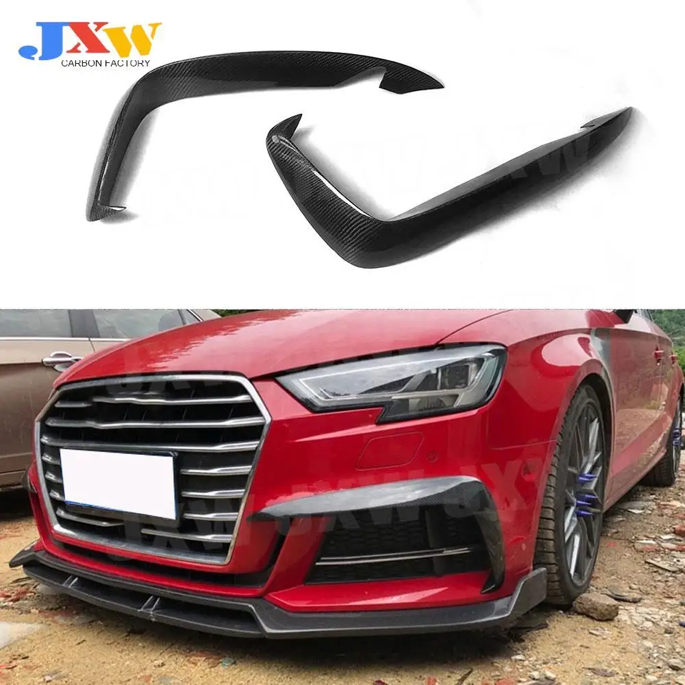 

Carbon Fiber Front Fog Lamp Eyelids Splitters Fin Canards Trims Sticker for Audi S3 A3 Sline Sedan 2017-2019 Car Styling FRP