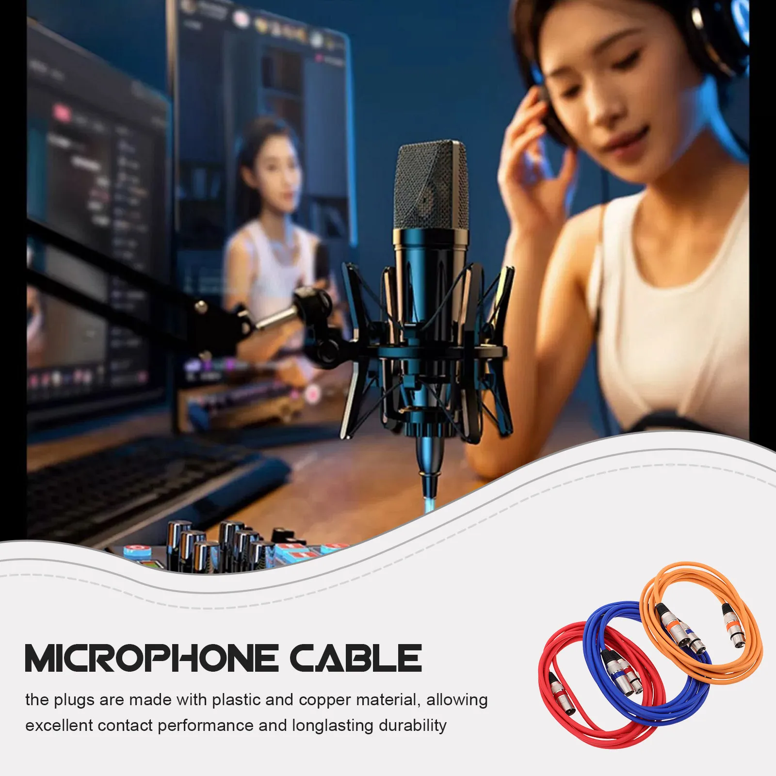 3Pcs Xlr Male to Female Microphone Cable Balanced Audio Wire Noise Reduction Compatible for Recording Live Sound Mixer Equipment