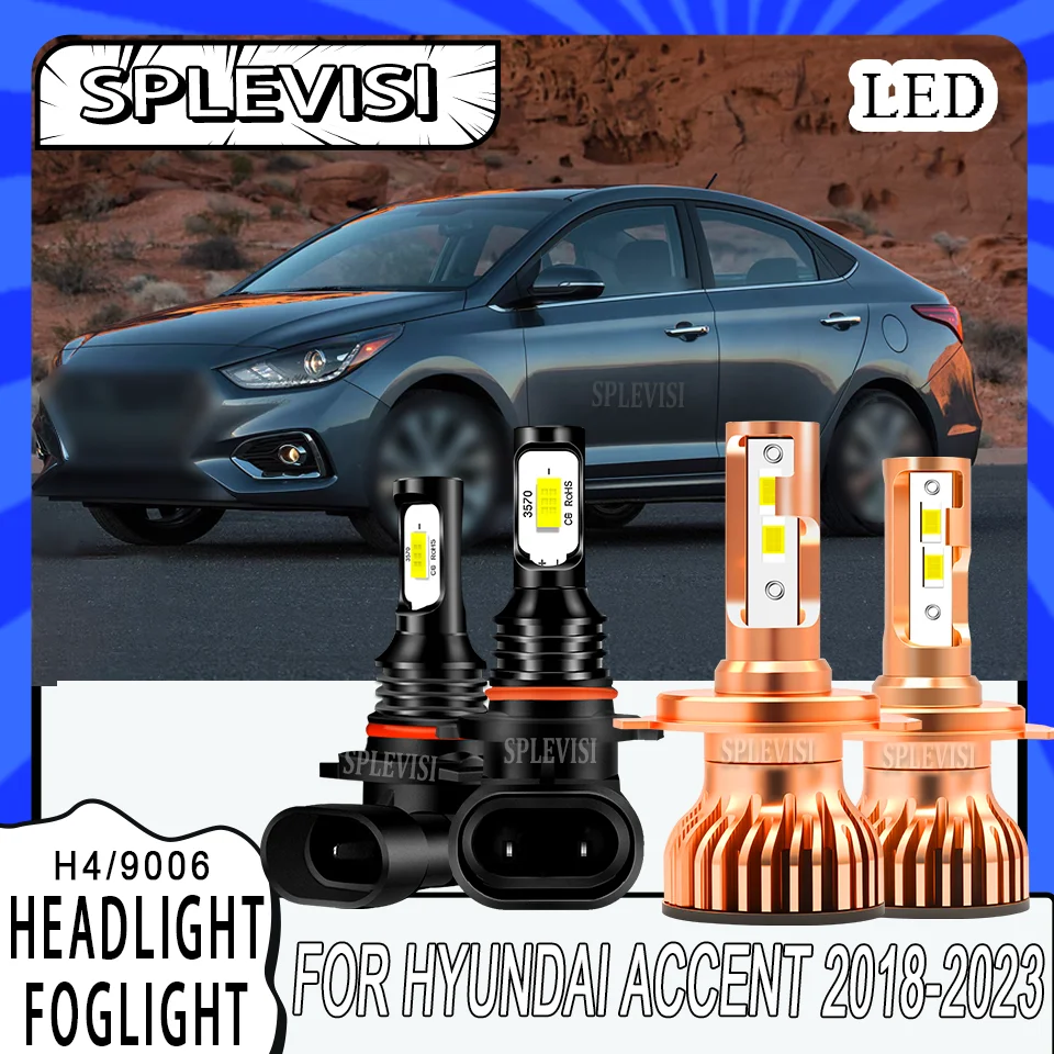 

Night Safety Dustproof Design Simple Setup H4 9006 LED HEADLIGHT FOGLIGHT FOR Hyundai Accent 2018 2019 2020 2021 2022 2023
