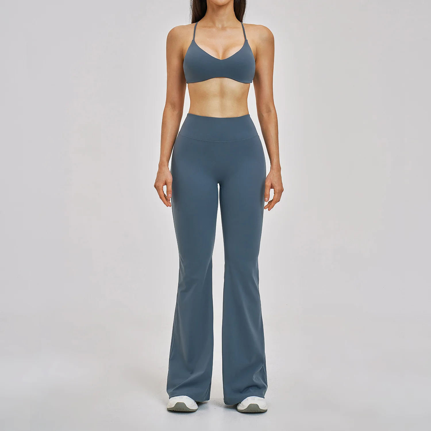 

Комплект из 2 предметов: спортивный костюм для фитнеса, леггинсы с высокой талией, спортивный бюстгальтер, женская спортивная одежда, комплект для тренажерного зала, йога-костюм