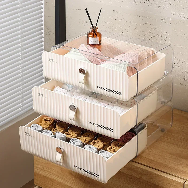 

Multi-functional Underwear, underwear storage box, drawer type clothing, socks artifact, dust-proof three-in-one finishing box