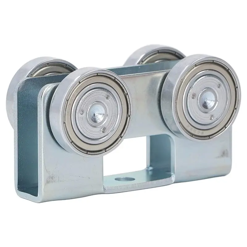 A25F-Trolley Assembly 4 Wheel Roller System Stable Safe For Home Doors Wardrobe Cabinets Alloy Steel Silver 1 Unit