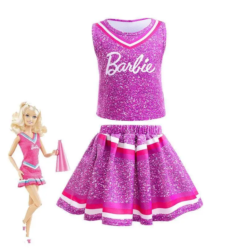 2 ชิ้นตุ๊กตาบาร์บี้สาวเชียร์ลีดเดอร์เจ้าหญิงกระโปรงตุ๊กตาบาร์บี้บทบาทเล่นเจ้าหญิงคอสเพลย์ชุดกระโปรงเต้นรําฮาโลวีนเด็กกระโปรงอ้วน