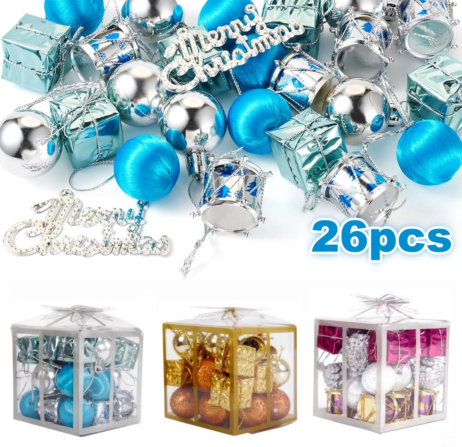 26pcs Gift Box Ornaments Christmas Ball Set Christmas Decorations Christmas Tree Hanging Ornaments Home New Year Gift