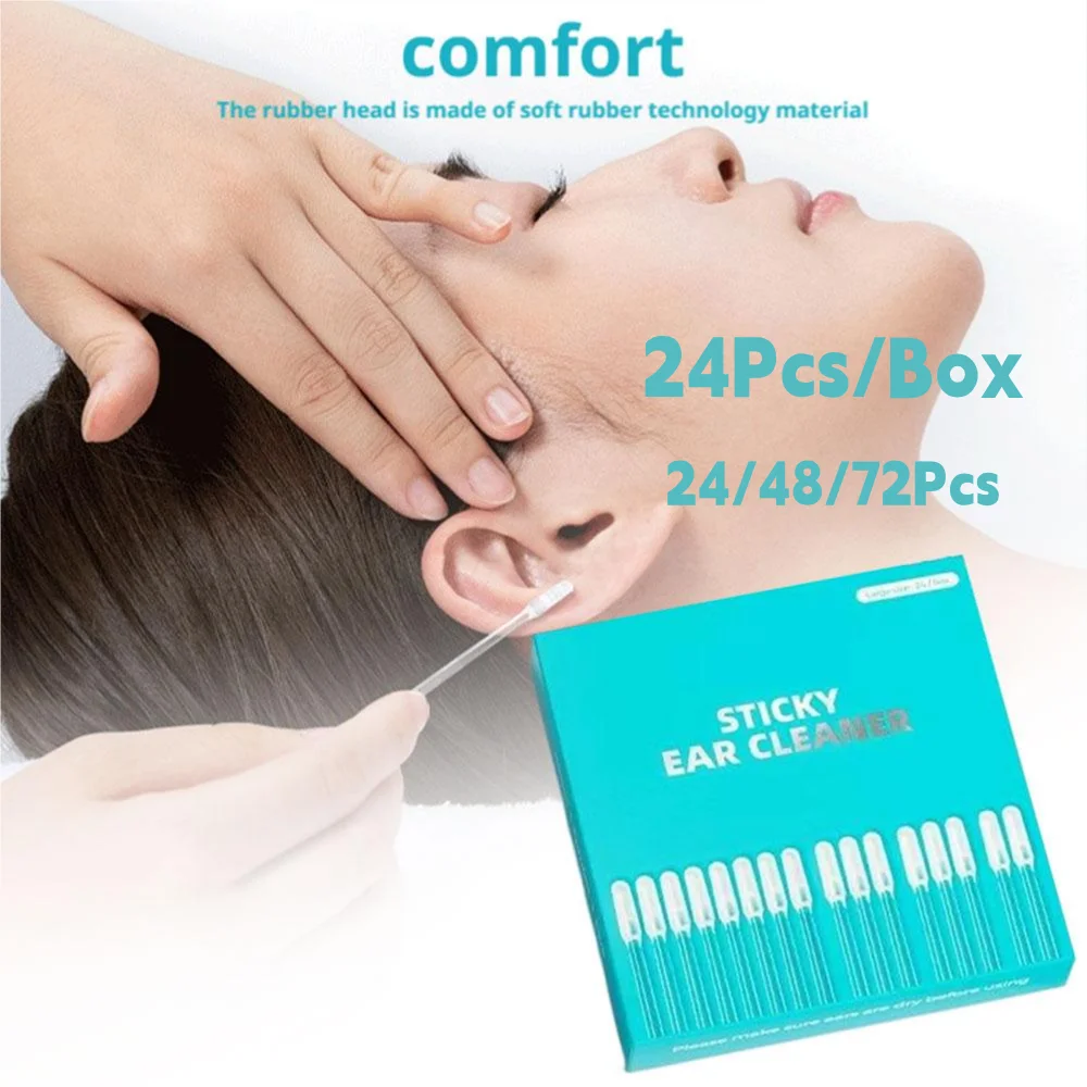 24Pcs Ear Cleaning Sticks New Silicone Disposable Ear Swabs Sticky Ear Digging Spoon Soft Ear Cleaner Ear Wax Removal Tool