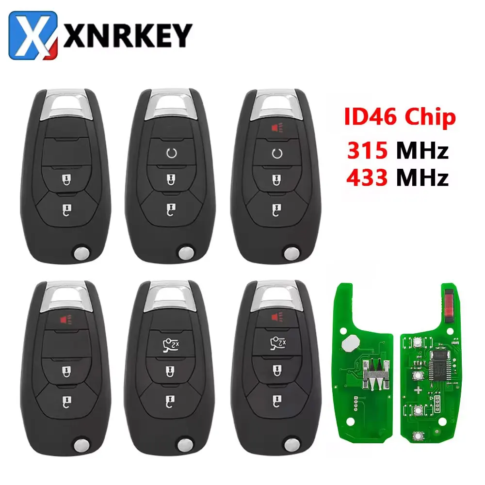 XNRKEY 2/3/4 Button Flip Remote Car Key ID46Chip 315/433Mhz for Chevrolet Cruze Avo Trailblazer Onix Tracker Smart Key