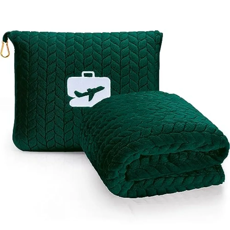 

Travel Blanket and Pillow 68x42 - Premium Ultra-Soft Microfleece 2 in 1 Compact and Packable Flight Blanket with Soft Bag Pillo