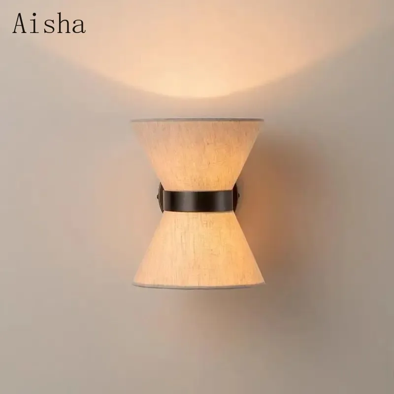 Fabric Wabi Sabi  Wall Lamp Designer Simple Retro Living Room Bedroom Bedside Aisle Japanese Homestay LED Bracket Light