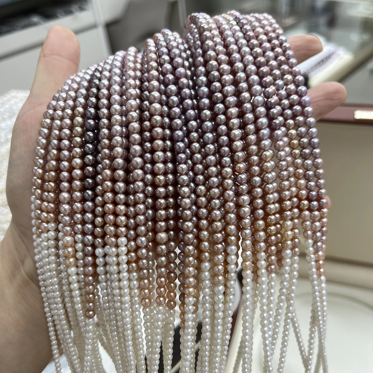 

AAAA 2-4-5mm Purple Gradient Round Natural Freshwater Pearl Semi-Finished Beads for Jewelry Making DIY Women Necklaces Bracelets