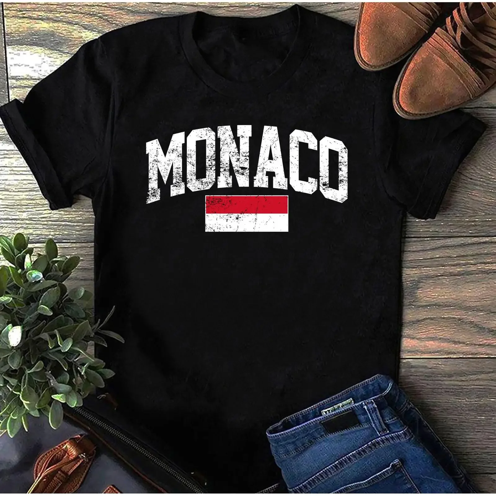 Monaco T Shirt vacation souvenir friend vintage Washed homme streetwear Slightly Versatile designer clothes Stylish Casual