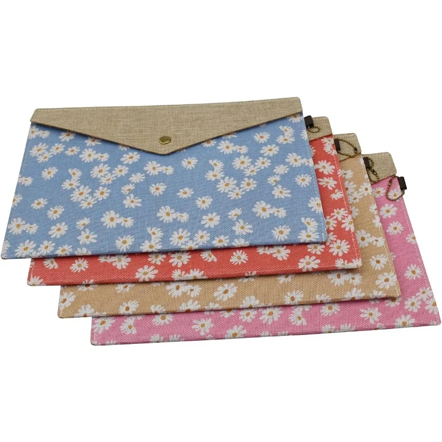 Cartella in feltro tive Cartella di file A4 Porta documenti Portafoglio Busta Stile floreale con chiusura a Sp per donne Ragazze 4 confezioni