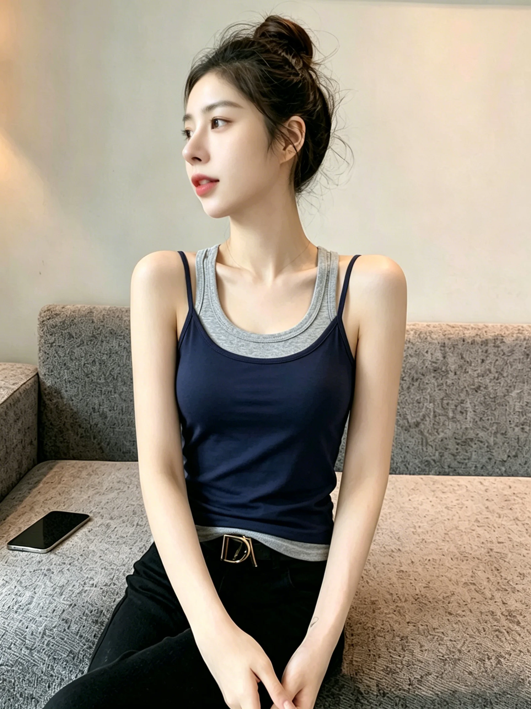 Women's Slim Fit Tank Top 95 Cotton Summer Base Layer Shirt Outerwear Casual Simple Style plus Size Inner Wear Outer Wear