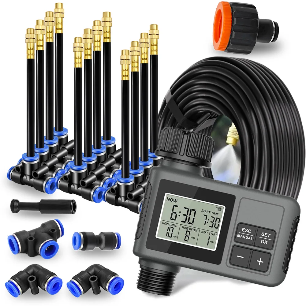 

Программируемый таймер для сада, система охлаждения распылением, регулируемый распылитель, комплекты для наружного полива, 360 градусов ° Форсунка для распыления с свободным изгибом