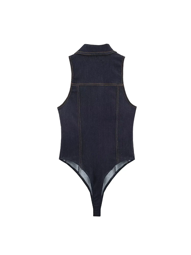 المرأة الجديدة الرجعية الدنيم ارتداءها أزياء الصلبة أكمام نحيل داخلية مع جيوب مثير سليم المناسب بذلة الصيف سيدة #3