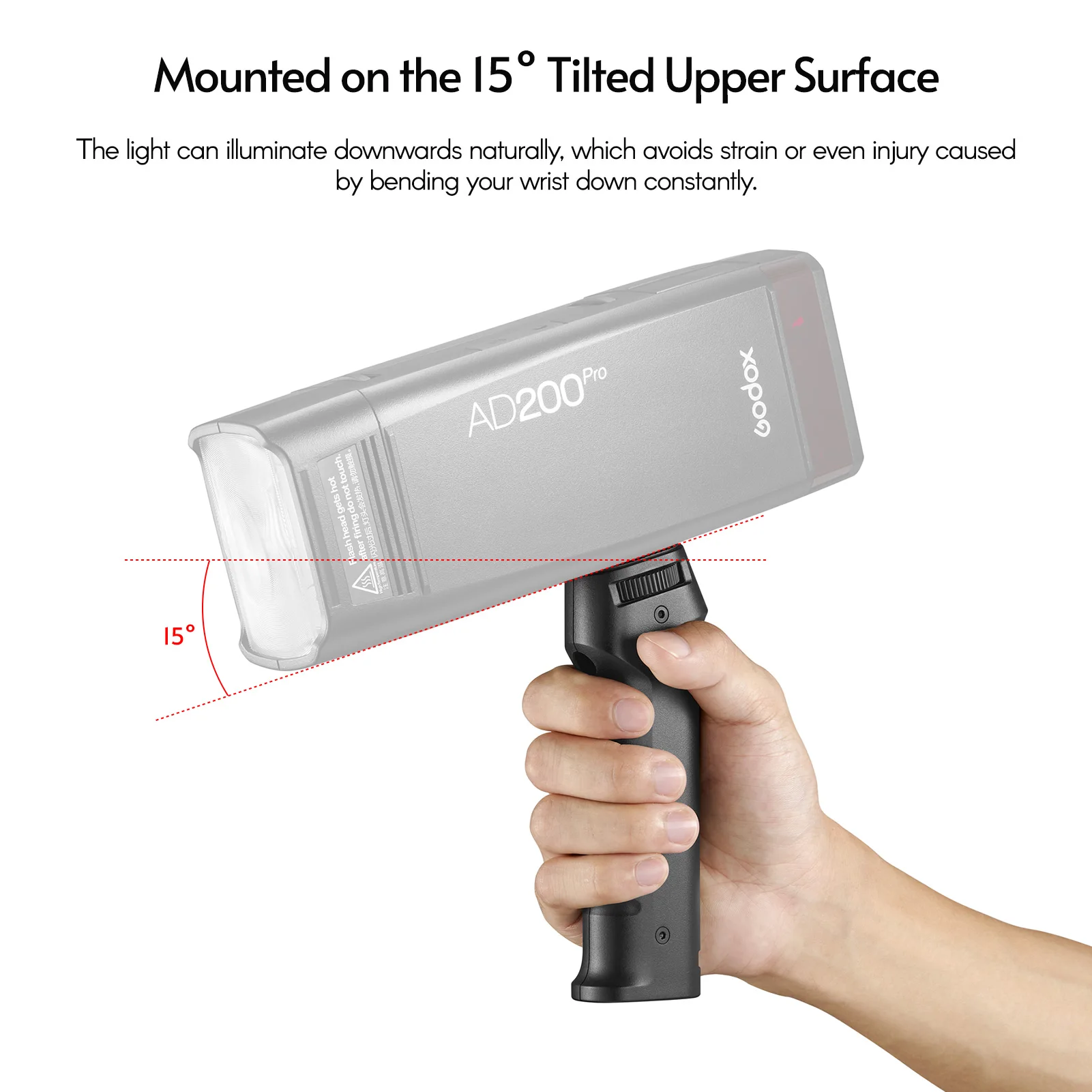 Uchwyt stabilizujący Godox AD200Pro Flash Grip FG-100 z gwintem 1/4 cala do Godox AD100Pro AD200 AD200Pro AD300PRO — zdjęcie produktu 3