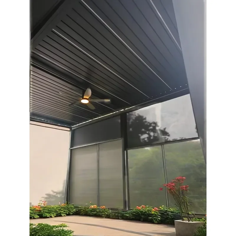 Waterproof Foldable UV-Resistant Aluminum Terrace Awning Windproof Sunshade Canopy