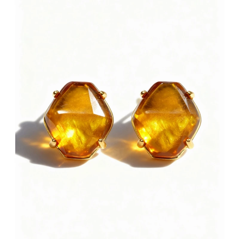 

Vintage Geometric Orange Ear Clip Famous Designer Earrings Woman Top Quality Luxury Jewelry