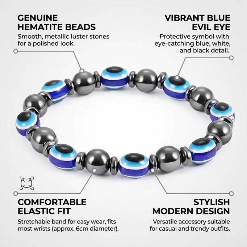 DXAA Bracelet Blue for Evil Eye Hematite Stone Therapy for Health Care Bangl