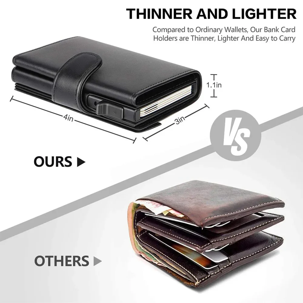 2024 New Rfid Wallet Men Money Mini Bag Male Aluminium Card Holder Wallet Small Leather Wallet Thin and Light Coin Purse