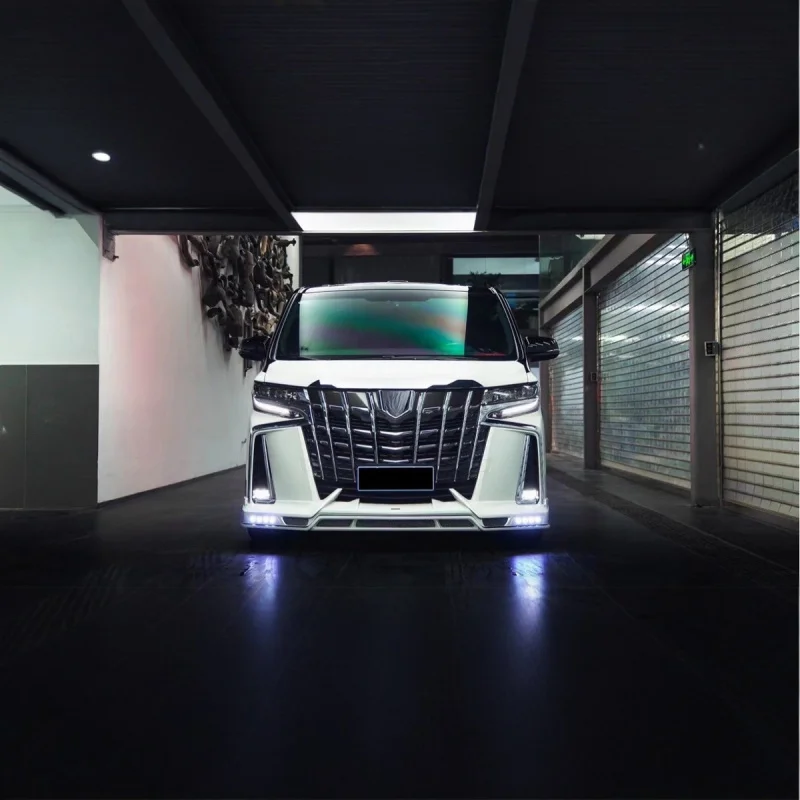 Suitable for Toyota Alphard Modified Wolf Flame Style Full Body Kit Front Rear Lip Door Panel Resin Material