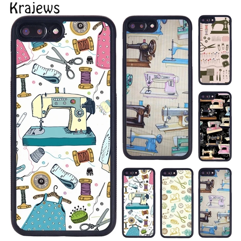 Krajews Sewing Machine Rubber Phone Case For iPhone 16 15 14 plus 11 12 mini 13 Pro X XR XS Max cover shell coque