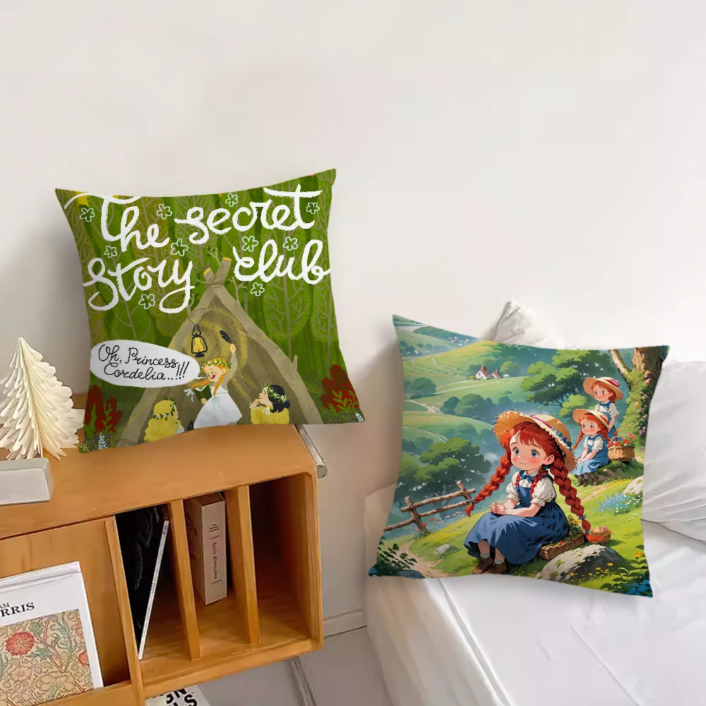 Classic Anne of Green Gables Pillow Case Sofa Living Room Bedroom Headboard Backrest Cushion Square Cushion Nap Time