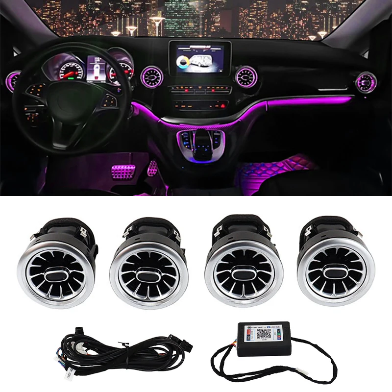 Car LED Front Dashboard Air Condition Vent Outlet Turbo Interior For Mercedes Benz V Class EQV Vito Viano Valente Metris W447