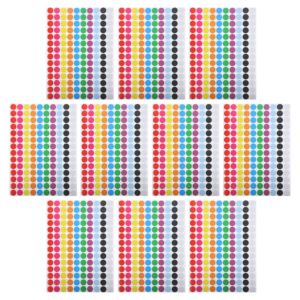 

10 Round Dot Stickers Adhesive Labels File Classification Coated Paper Kraft Multifunctional Spot Sticker