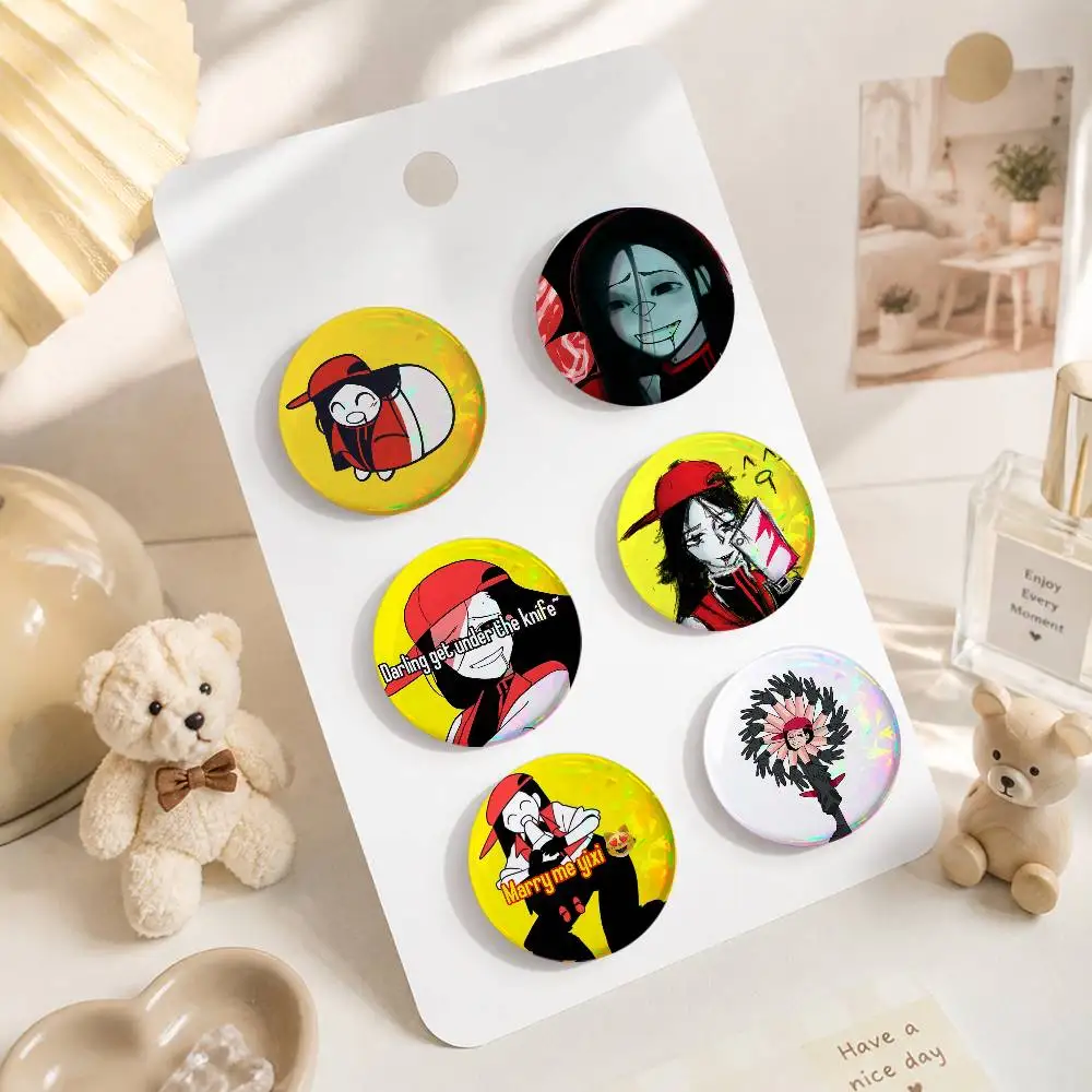 A-Yi Xi Singer Meat Girl Art Badges Button Round Creative Pin Brooch Badge Bag Decor Accessories Fans Collect Friends Gifts