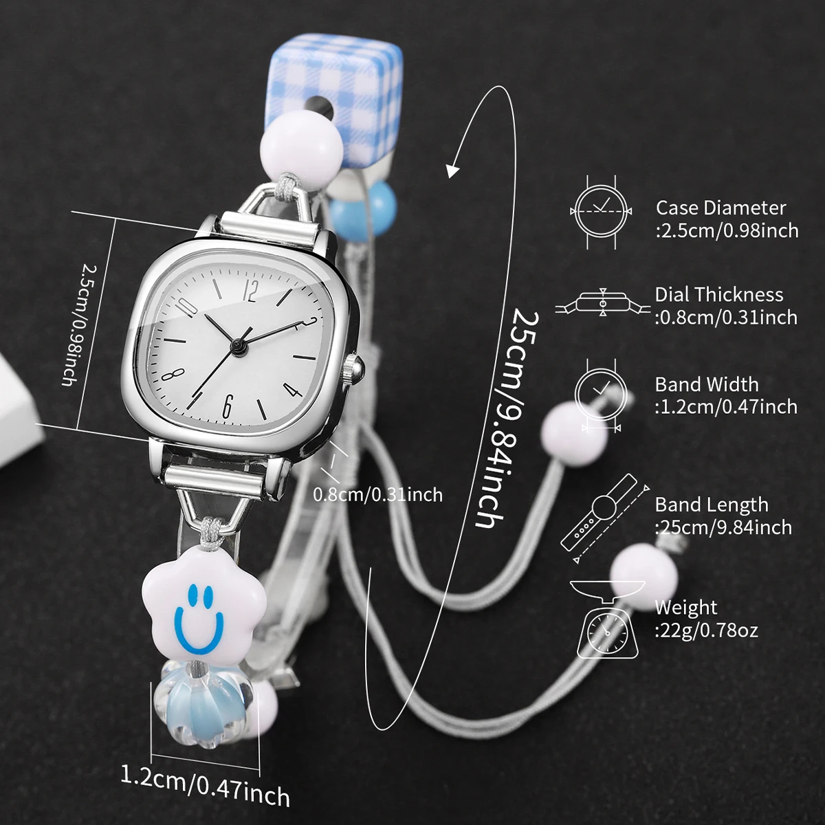 New College Style Women's Watch Sweet and Diversified Student Leisure Pulling Rope Strap Quartz Watch (Box Not Included)