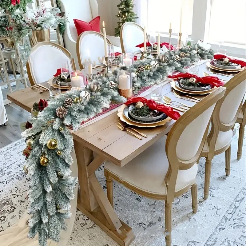 Christmas Garland Artificial Pine Needles Rattan With Pinecone Cone Wreath Garland For Home Table Stairs Christmas Decoration