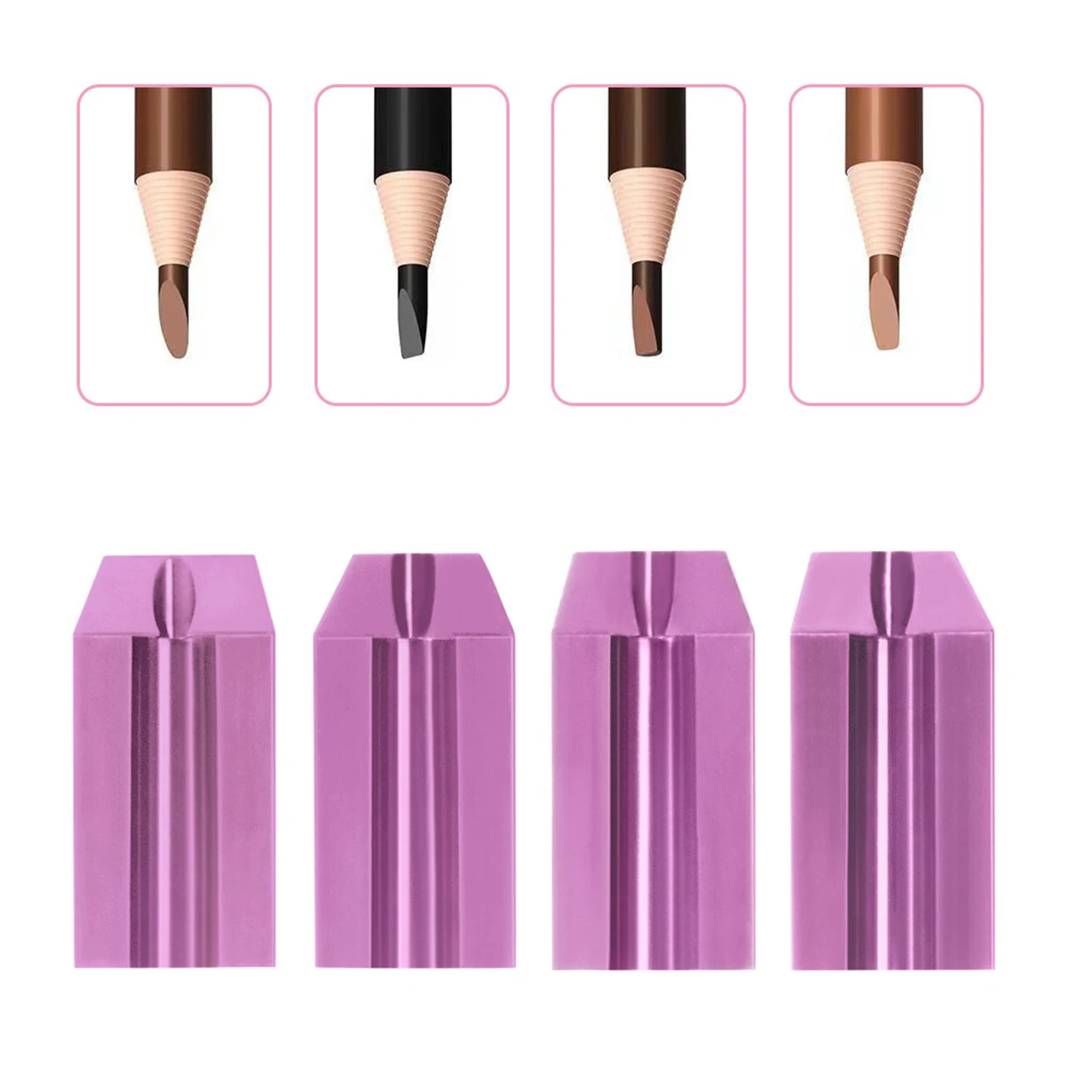 

Plastic Eyebrow Pencil Sharpener Lightweight Durable Four Sided Design Makeup Brush Tool Sharpening Slot For Women Long Lasting