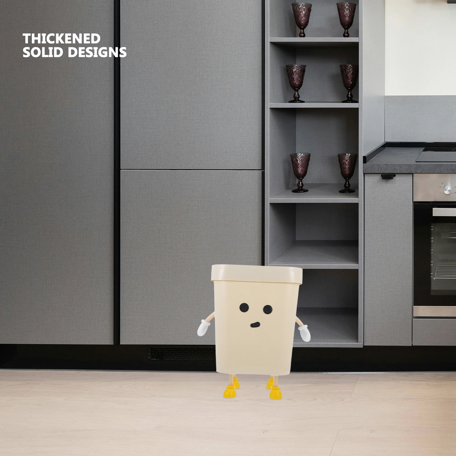 

Large Plastic Garbage Can Non-Slip Thickened Trash Bin For Bathroom Bedroom Home Office Storage Bucket Reusable Simple