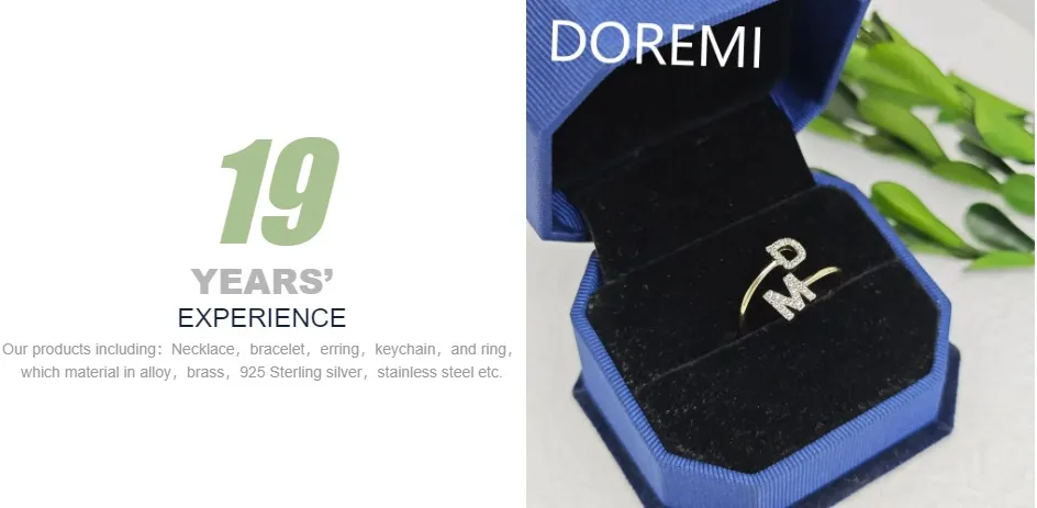 DOREMI Bubble Crystal Letter Women Stagger Letter Ring Custom Design Girls Gift Jewelry Custom Letter Rings