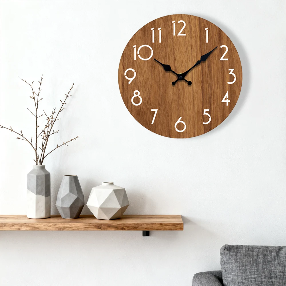 

Modern Wooden Wall Clock Minimalist Decor for Living Room Bedroom Non Ticking Clock Stylish Gift for Home Decor Enthusiasts