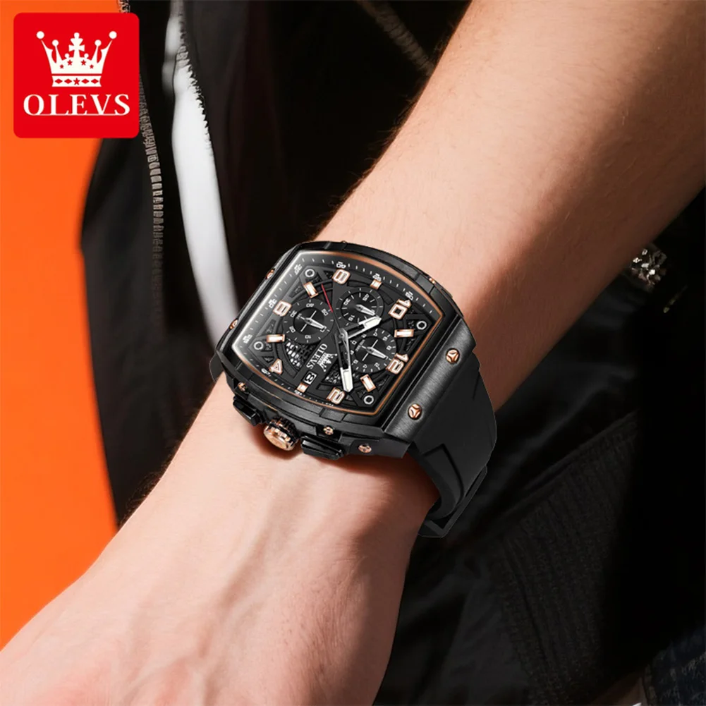 OLEVS 2976 Original Multifunction Men's Watch Chronograph Calendar Luminous Outdoor Sport Quartz Wristwatches for Man