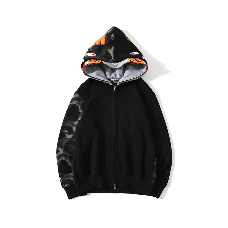 

2024 New AAPE BY A BATHING APE Brand 100%cotton Fashion Shark Zipper Hoodie Street Men's Hoodie High Quality Couple Hoodies