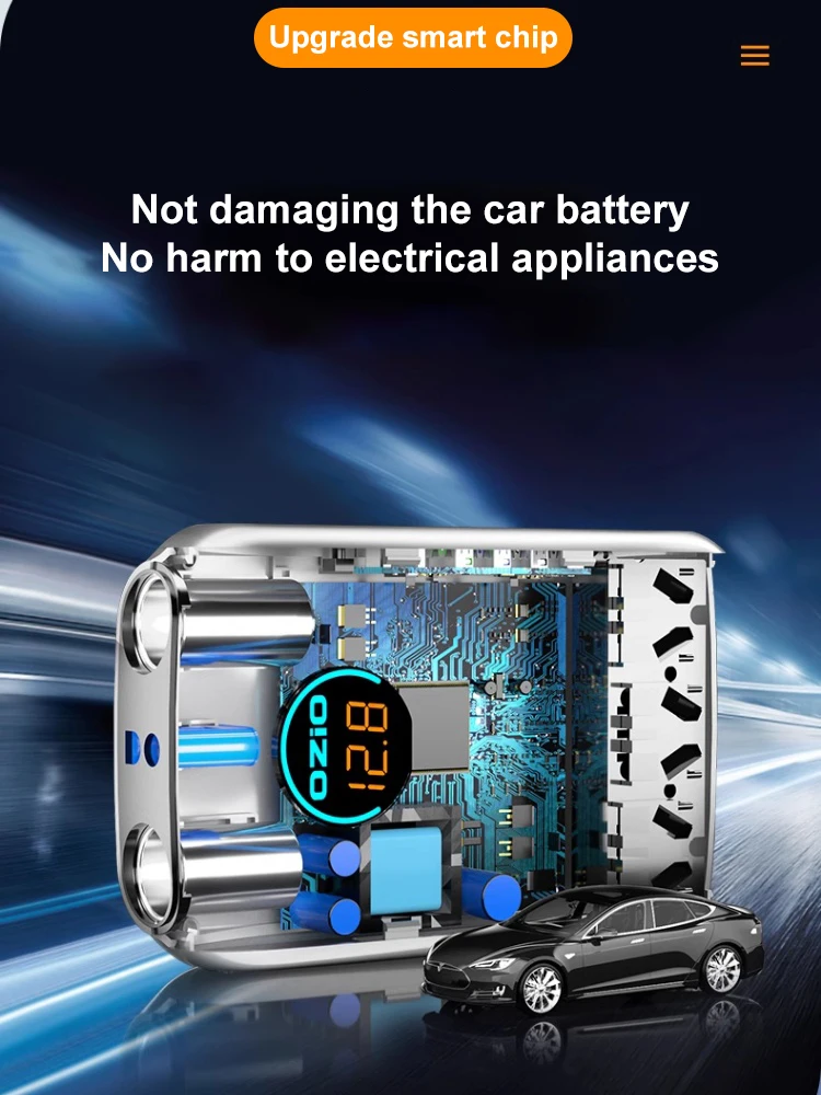 240W/300W Car Power Inverter Adaptor Multifunctional 12/24V Power Inversor Six USB Socket Charger Intelligent Digital Display