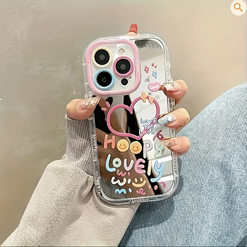Koreanisches Paar-Herzen Air Cushion Spiegel Handyhülle für iPhone 17 15 14 16 Pro Max 13 12 11 Pro XR XS 7 8 Plus 17Air Cat Cover – Detail 3