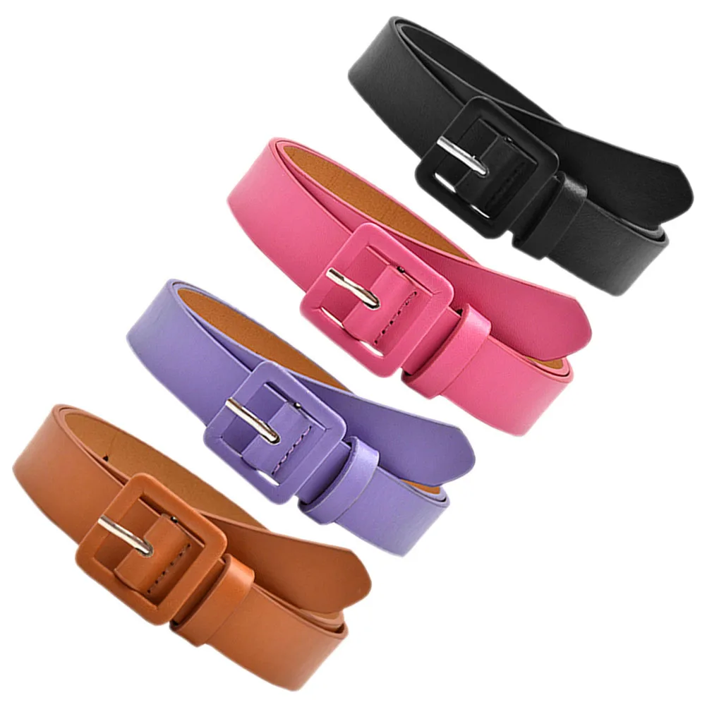

4Pcs Girls Waist Belts Plastic Metal Kids Belts for Dresses Jeans Lightweight Flexible Fashionable Accessories