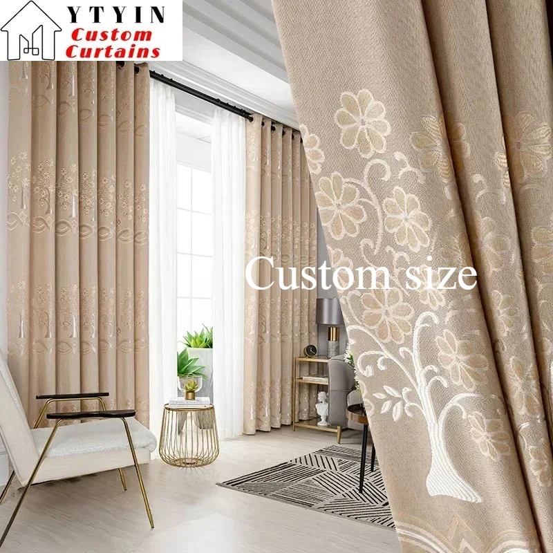 

Custom Size Fashion European Luxury Blackout Thick Fabric and Tulle Linen Sheer Curtains for Living Dining Room Bedroom